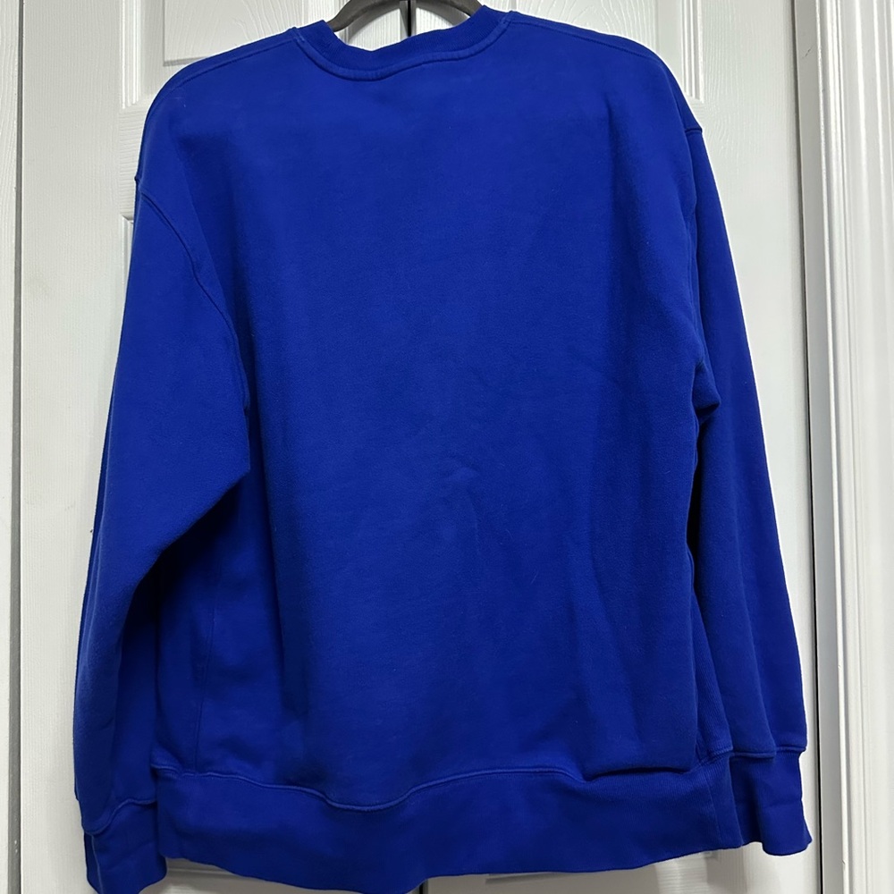 TNA Cozy Fleece Boyfriend Crew Sweatshirt Cobalt Blue